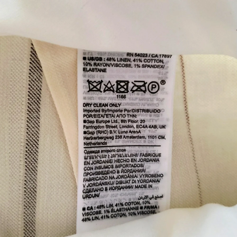 Banana Republic Wide Leg Linen Blend Cream Striped Trousers Size 10p